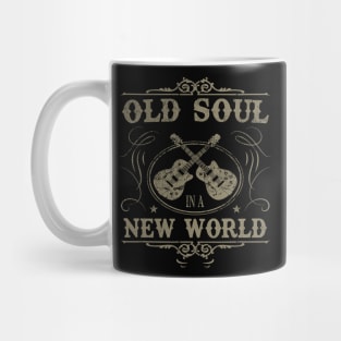 Old Soul in a New World Country Bluegrass Music Guitar Fan Mug